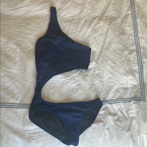 One-Shoulder Navy Swimsuit